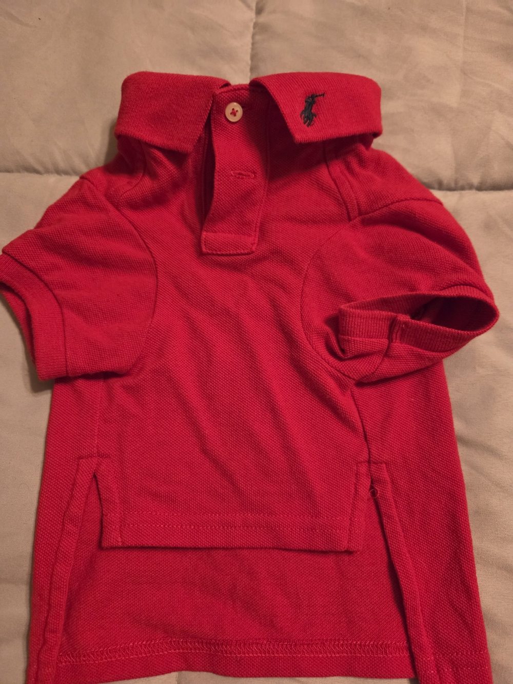 Ralph Lauren Bright Red Polo Doggie Shirt with Navy Pony